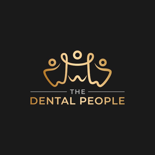 Logotipo de personas dentales de dientes de oro