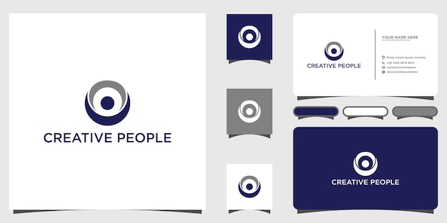 Logotipo de personas con diseño de tarjeta de visita vector premium Vector Premium