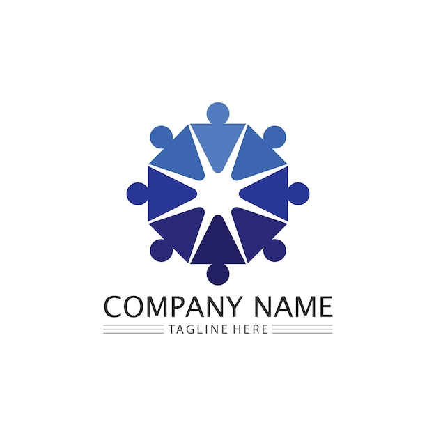 Logotipo de personas equipo succes personas trabajan grupo y grupo comunitario logotipo de empresa y empresa vector y diseño cuidado familia icono succes logo