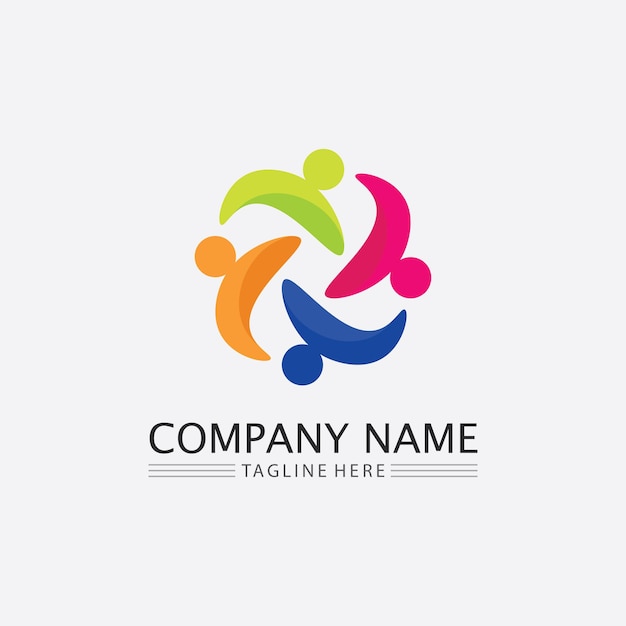 Logotipo de personas equipo succes personas trabajan grupo y grupo comunitario logotipo de empresa y empresa vector y diseño cuidado familia icono succes logo