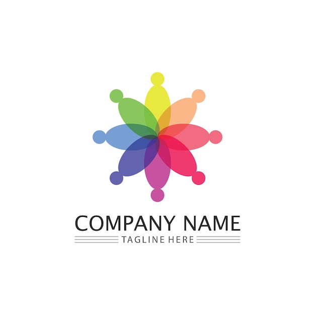 Logotipo de personas Equipo Succes personas trabajan Grupo y grupo comunitario Logotipo de empresa y empresa vector y diseño Cuidado Familia icono Succes logo