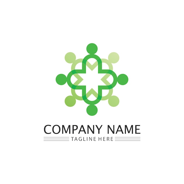 Logotipo de personas equipo succes personas trabajan grupo y grupo comunitario logotipo de empresa y empresa vector y diseño cuidado familia icono succes logo