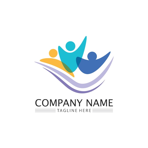 Logotipo de personas Equipo Succes personas trabajan Grupo y grupo comunitario Logotipo de empresa y empresa vector y diseño Cuidado Familia icono Succes logo