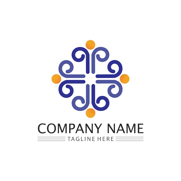 Logotipo de personas, equipo, trabajo exitoso de personas, grupo y comunidad, vector y diseño de logotipo de empresa y negocio de grupo y cuidado, icono de familia logotipo de éxito