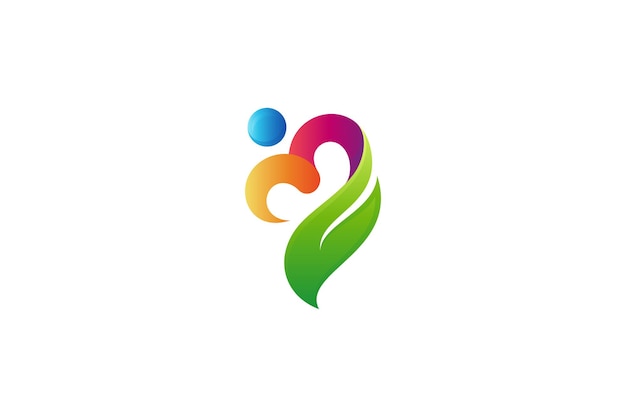 Logotipo de personas con forma de hoja y corazón.
