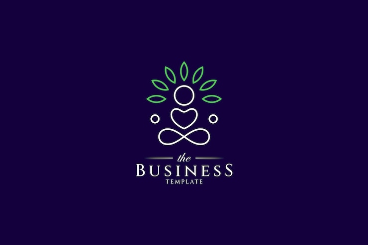 Logotipo de personas que viven sanas con forma de personas abstractas y hojas en un estilo de diseño lineal