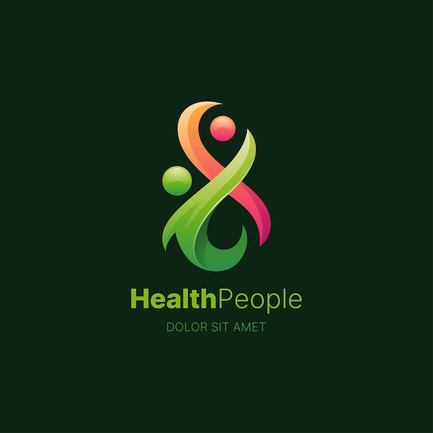 Vector logotipo de personas sanas abstractas y coloridas