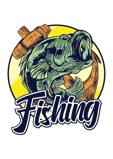 Vector logotipo de pesca aislado en blanco