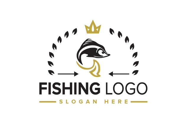 logotipo de pesca Conjunto de pegatinas de insignias vectoriales sobre la captura de peces