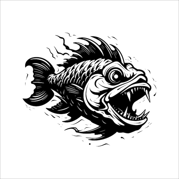 Vector logotipo de pesca de monstruos