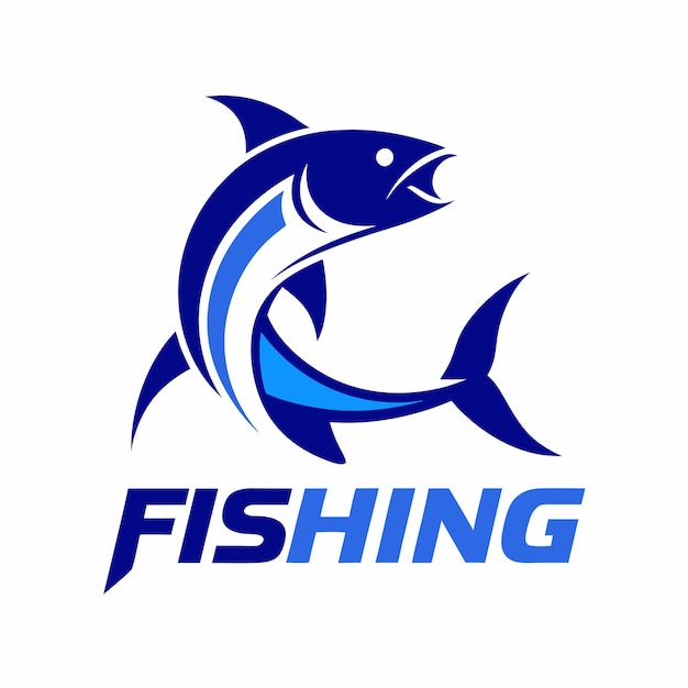 un logotipo para la pesca se muestra sobre un fondo blanco
