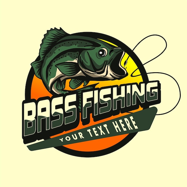 logotipo de pesca de bajo pez de bajo saltando fuera del agua adecuado para torneos de logotipos comunitarios