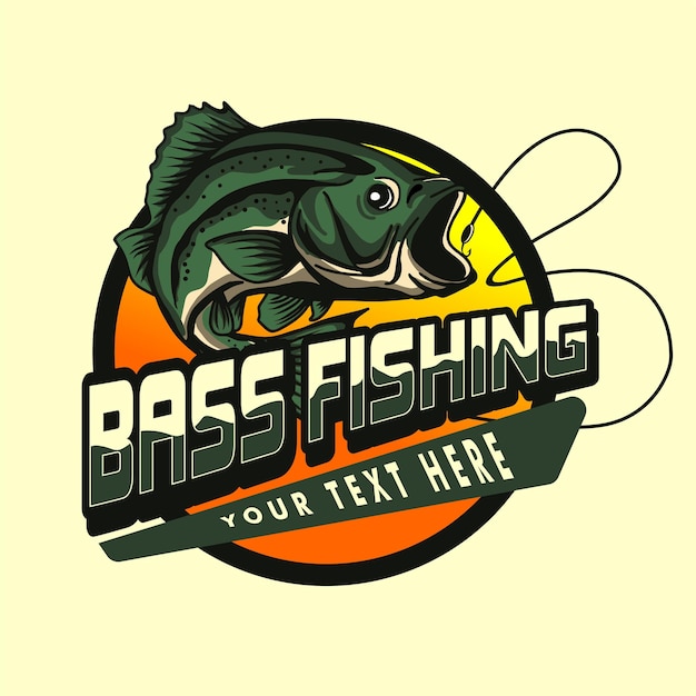 Vector logotipo de pesca de bajo pez de bajo saltando fuera del agua adecuado para torneos de logotipos comunitarios