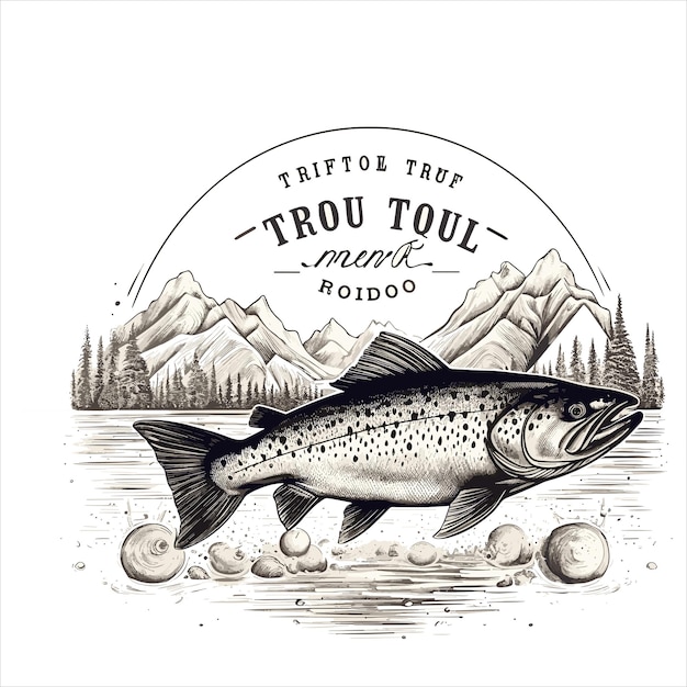 Vector logotipo de pesca con temática vintage