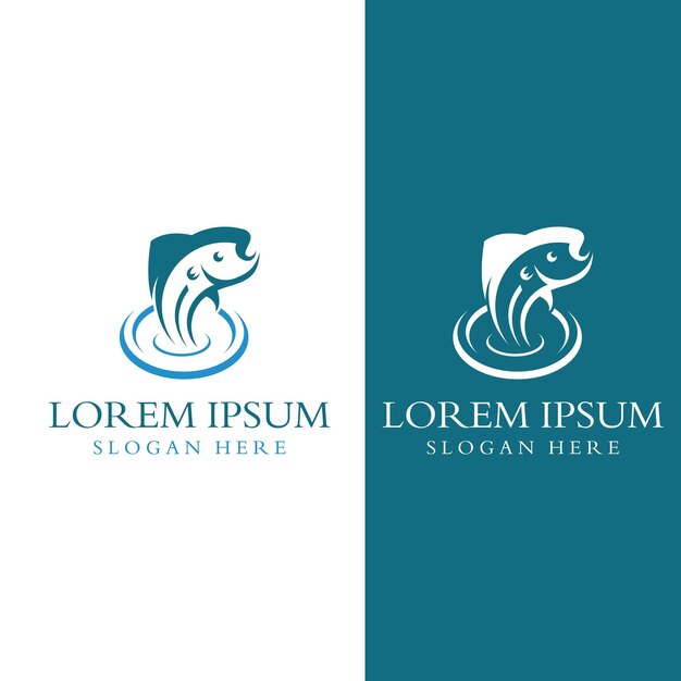 Logotipo de pescado anzuelo aceite de pescado y restaurante de mariscos icono con plantilla de ilustración de diseño de concepto de icono de vector