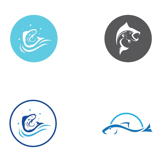 Logotipo de pescado anzuelo aceite de pescado y restaurante de mariscos icono con plantilla de ilustración de diseño de concepto de icono de vector