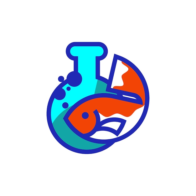 Logotipo de pescado de laboratorio de icono