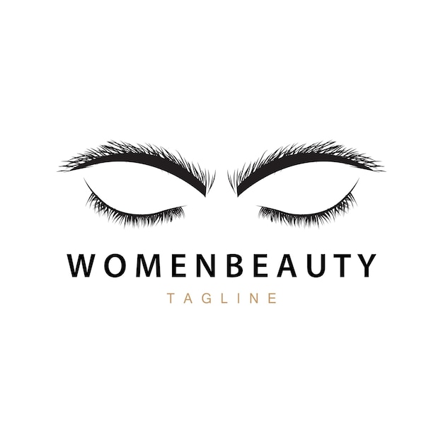 Logotipo de pestañas Salón de belleza para ojos de mujeres Diseño simple con icono de plantilla vectorial de modelo de línea