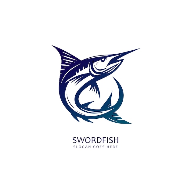 Logotipo del pez espada Torneo del club de pesca Emblema de colores Ilustración vectorial aislada