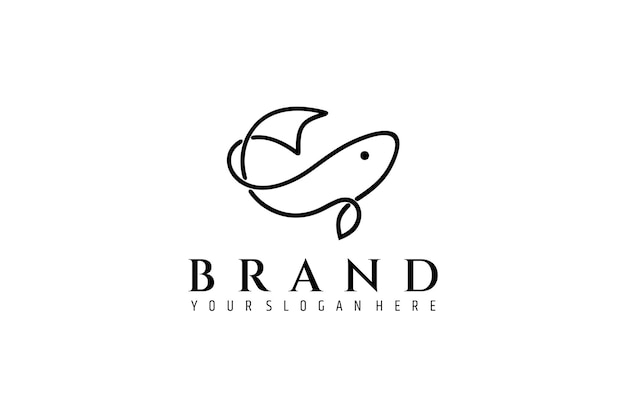 Logotipo de pez con vector de diseño de línea