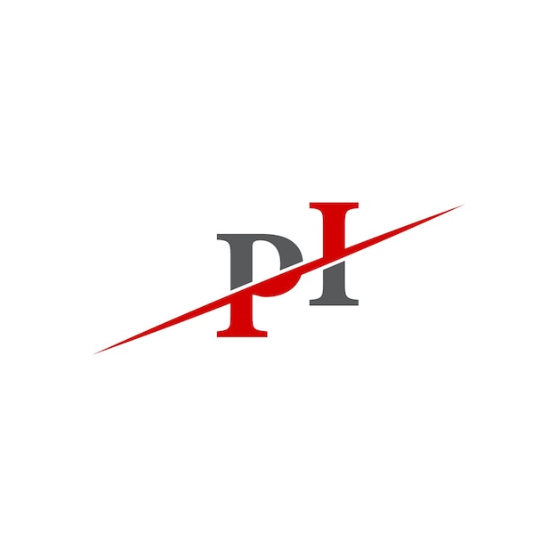 Logotipo de PI minimalista con línea diagonal dinámica