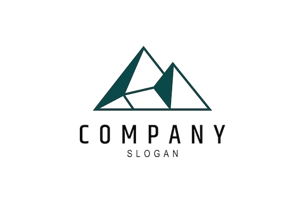 Logotipo del pico de la montaña rocosa con estilo de diseño de arte lineal