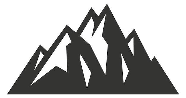 Logotipo de picos negros Símbolo alpino Icono de montaña aislado sobre fondo blanco