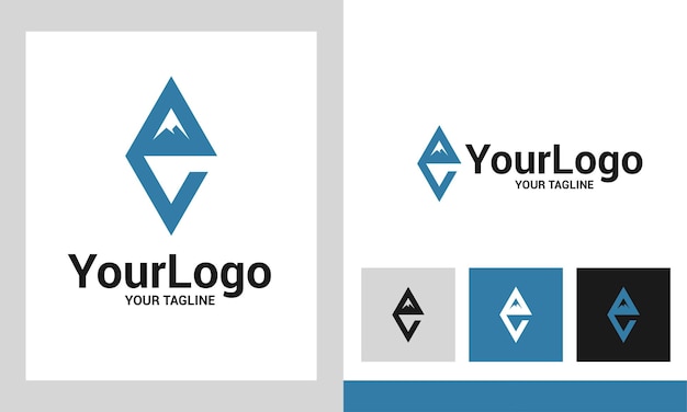 Logotipo pictórico con una combinación de letra E y pico de montaña