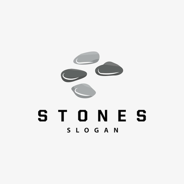 Logotipo de piedra premium diseño elegante equilibrio de piedra vector paso de roca icono de caminata diseño de ilustración