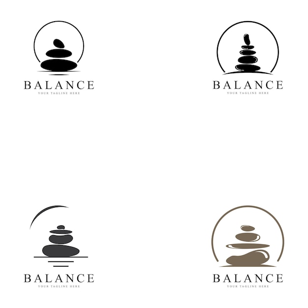Vector logotipo de piedra zen equilibrada logotipo para meditación o bienestar