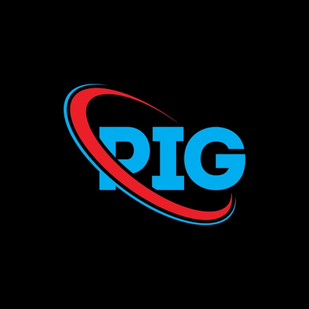 Vector logotipo de pig: diseño de logotipo de letra pig: iniciales pig: logotipo vinculado con círculo y monograma en mayúsculas logotipo pig: tipografía para negocios tecnológicos y marca inmobiliaria