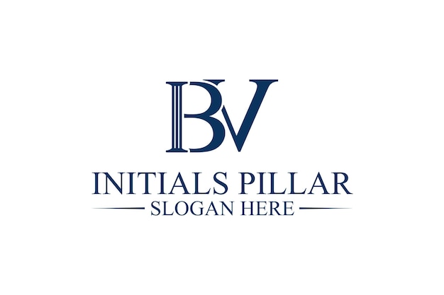 Logotipo de pilar legal letra inicial bv premium vector