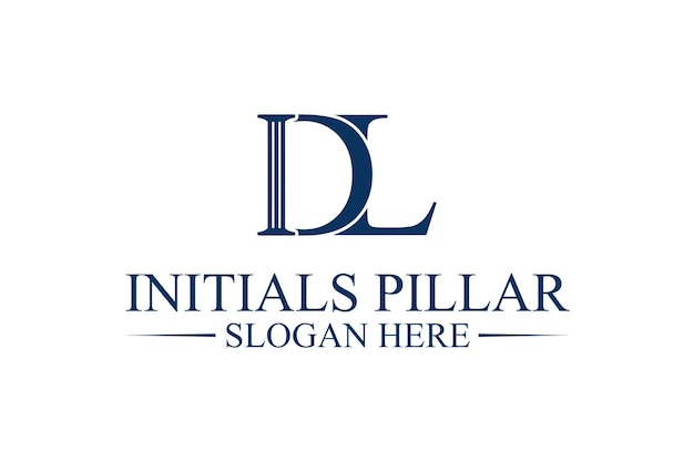 Logotipo de pilar legal letra inicial dl vector premium