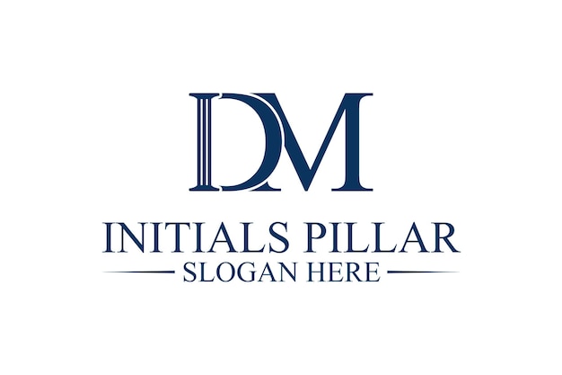 Logotipo de pilar legal letra inicial dm premium vector