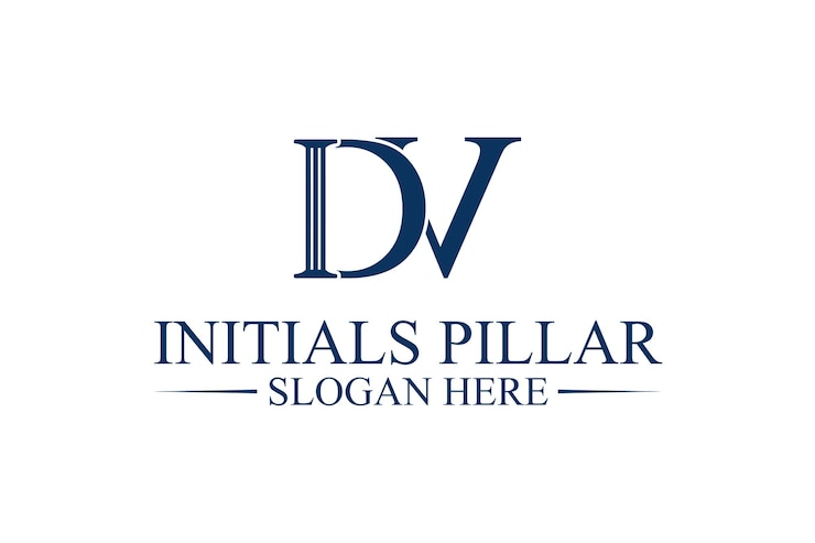 Vector logotipo de pilar legal letra inicial dv premium vector
