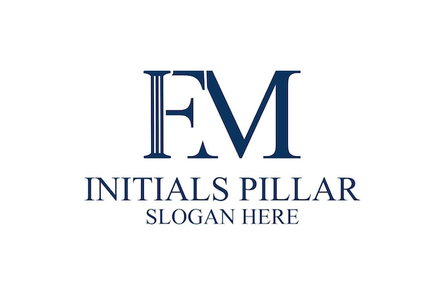 Logotipo de pilar legal letra inicial fm premium vector