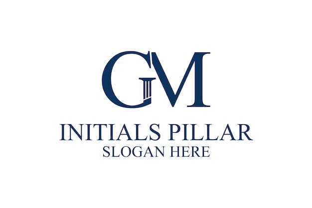 Logotipo de pilar legal letra inicial gm premium vector