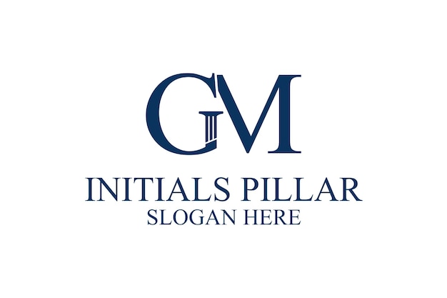 Vector logotipo de pilar legal letra inicial gm premium vector