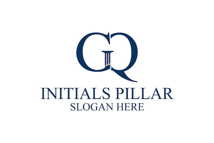 Vector logotipo de pilar legal letra inicial gq premium vector