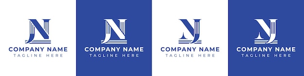 Vector el logotipo de los pilares jn y nj es adecuado para los negocios con las letras jn e nj relacionadas con los pilares