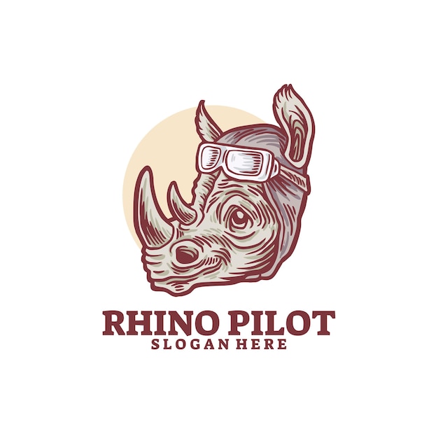 Logotipo de piloto de sonrisa de rinoceronte