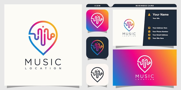 Logotipo de pin con concepto de diseño de música Vector Premium