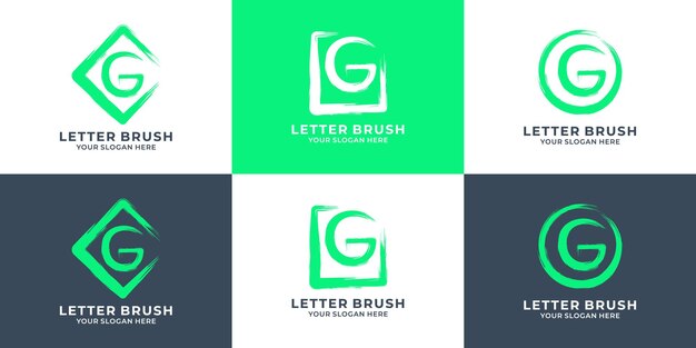 Logotipo de pincel de letra inicial G para logotipo de inspiración empresarial y de marca