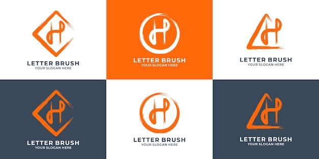 Logotipo de pincel de letra inicial h para logotipo de inspiración de marca y negocios