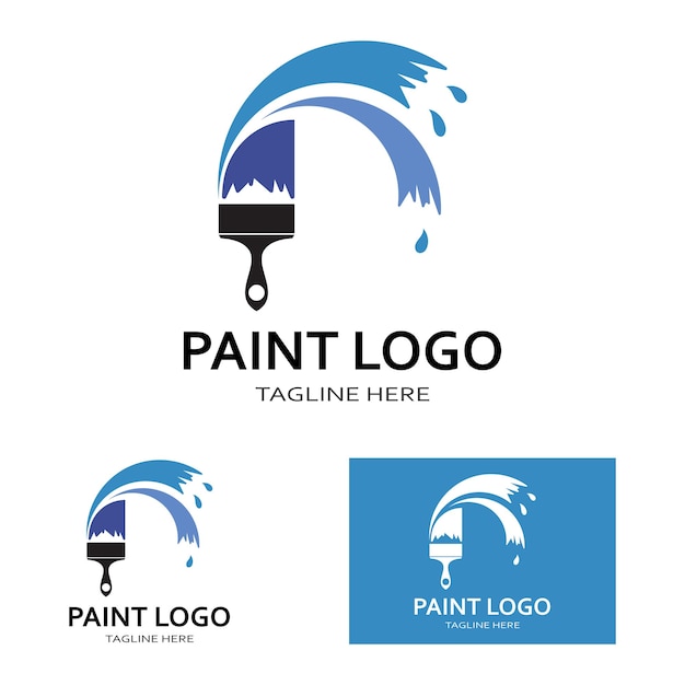 Logotipo de pincel de pintura y símbolo de imagen vectorial