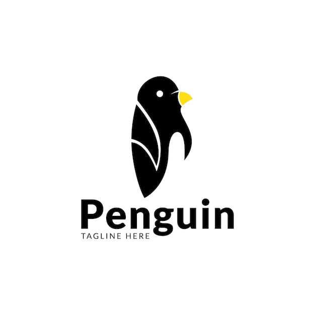 Logotipo de pingüino blanco y negro. imágenes prediseñadas vectoriales.