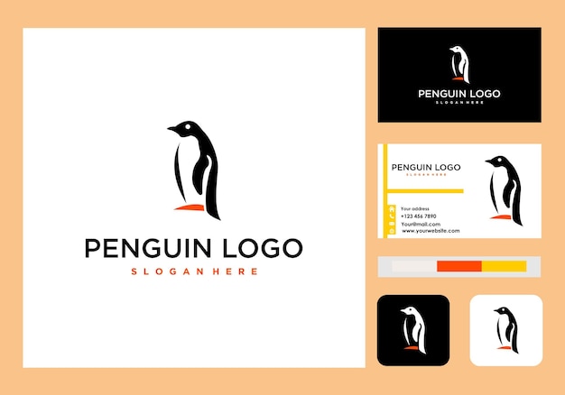 logotipo de pingüino e icono de tarjeta de visita