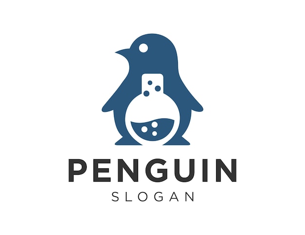 Vector logotipo de pingüino con un pingüino sobre un fondo blanco.
