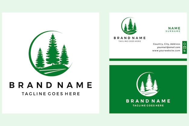 Logotipo de pinos planos con diseño de tarjeta de visita