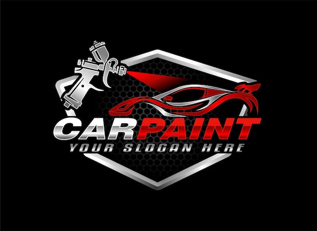 logotipo de pintura de automóviles ilustración gráfica vectorial emblema con diseño moderno negocio aislado en negro